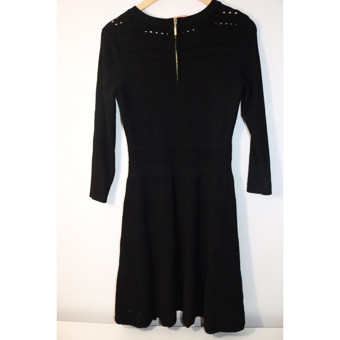 Eliza J Black Skater Dress Size Medium Long Sleeve Stretch