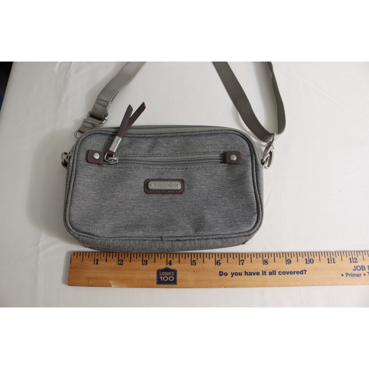 Baggallini Grey Crossbody Bag Rectangle Canvas