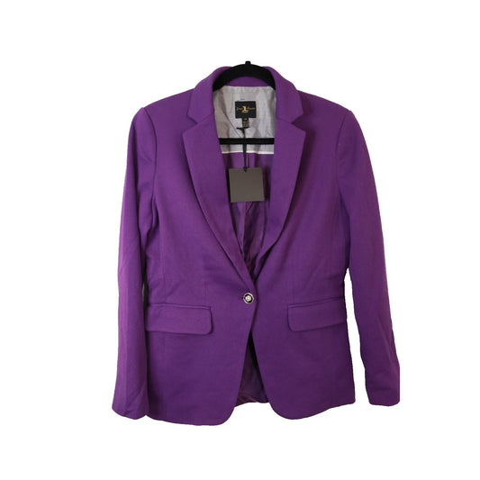 NWT Jules Leopald Studio Purple Blazer Size Small One Button Long Sleeve