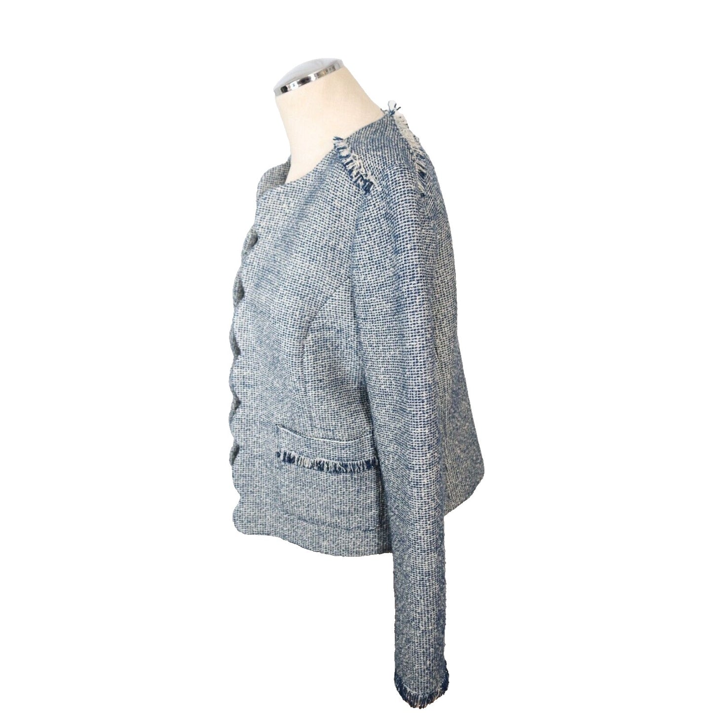 Banana Republic Tweed Blazer Blue Size 8 Fringe