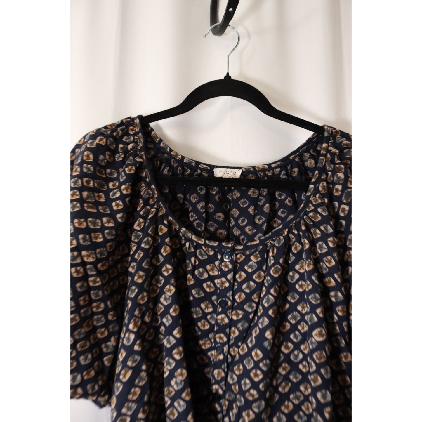 Pilcro XL Cotton HIgh Low Button 1/2 Sleeve Top