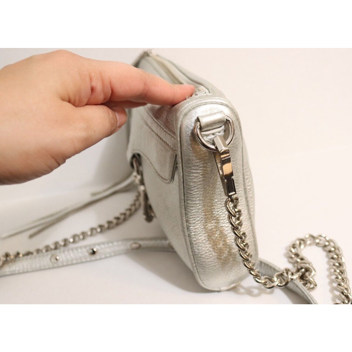 Rebecca Minkoff Silver Leather Chain and Leather Crossbody Strap