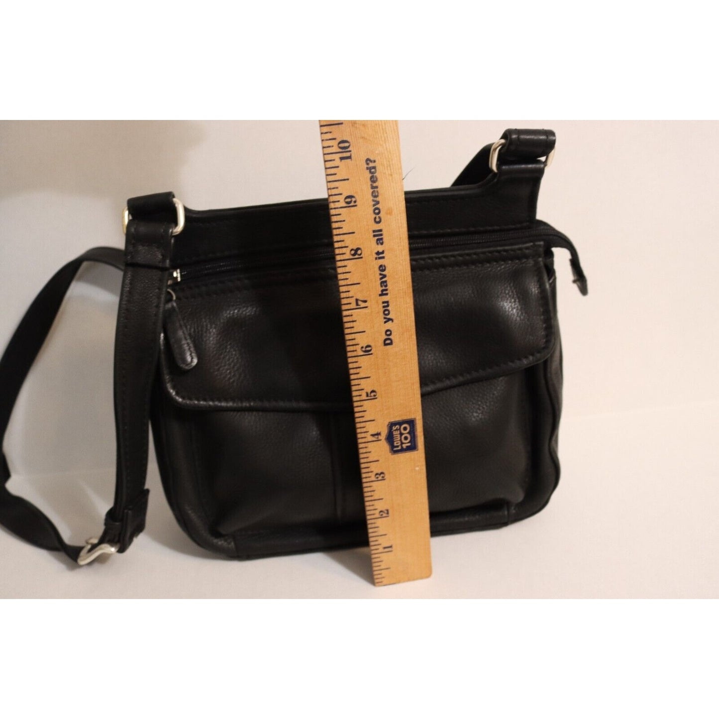 Fossil Black Leather Crossbody Credit Card Organizer Bag Adjustable