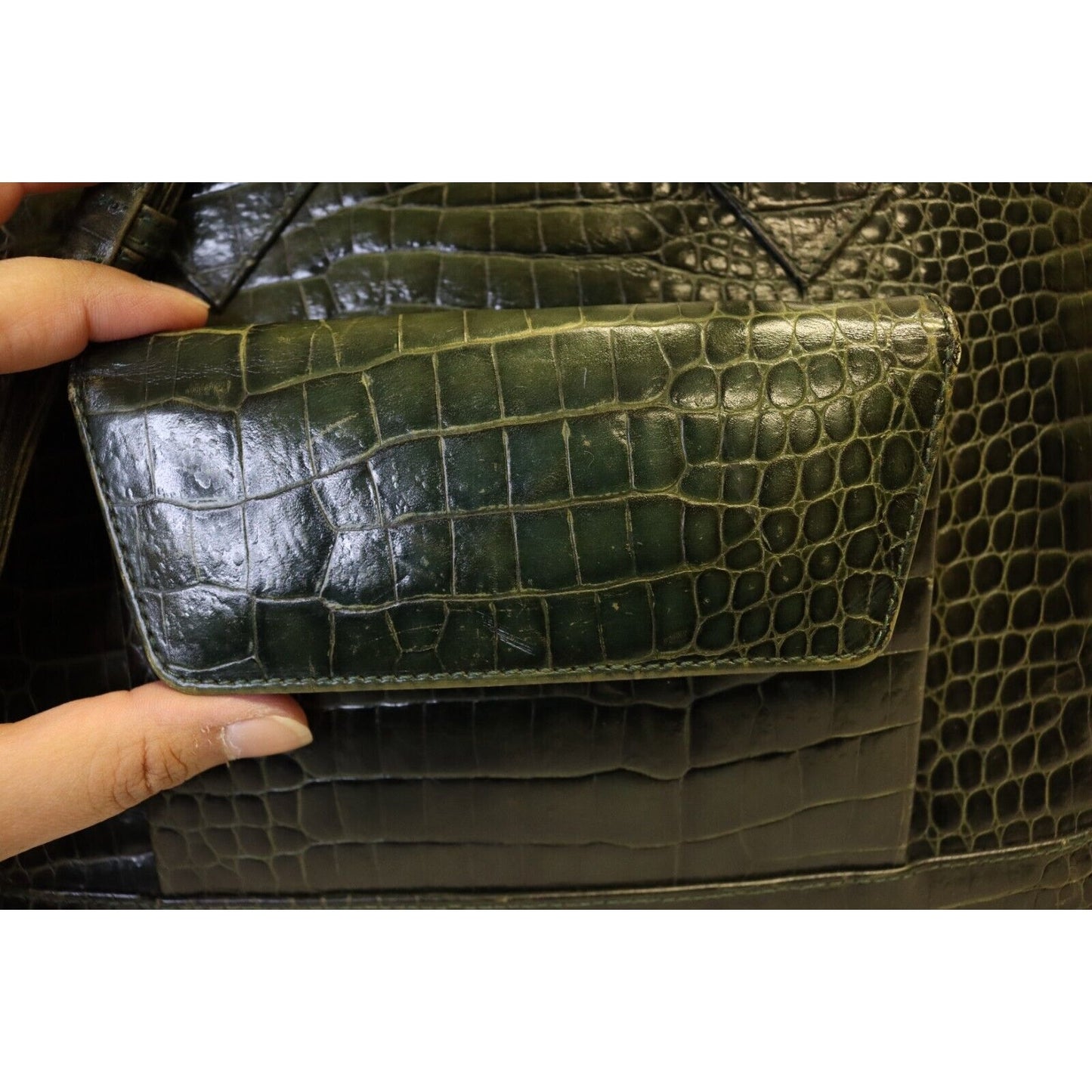 Vintage Vicenza 1993 Crocodile Embossed Leather Shoulder Bag Handbag