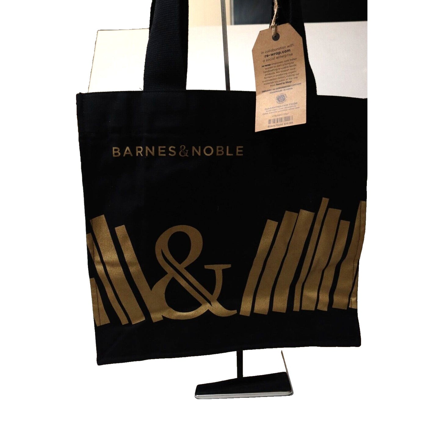 NEW Barnes & Noble Premium Organic In Conversion Cotton 14x14.5x4.75 Tote