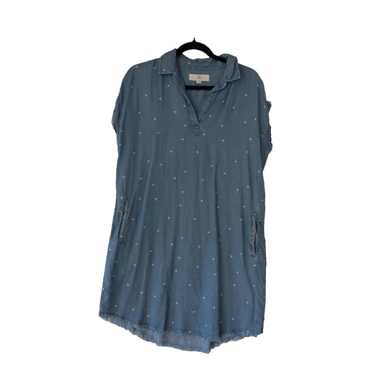 Thread and Supply Light Denim Dress Size Small Tencel/lycoll Short Sleeve Pocket