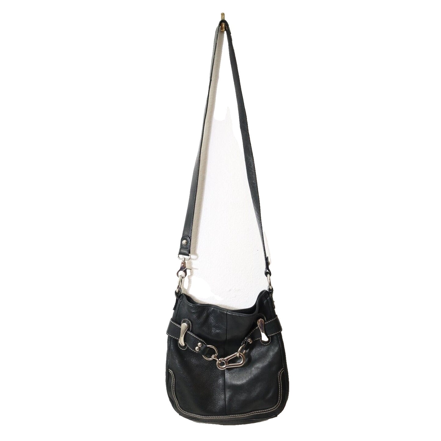 B Makowsky Black Leather Crossbody Handbag