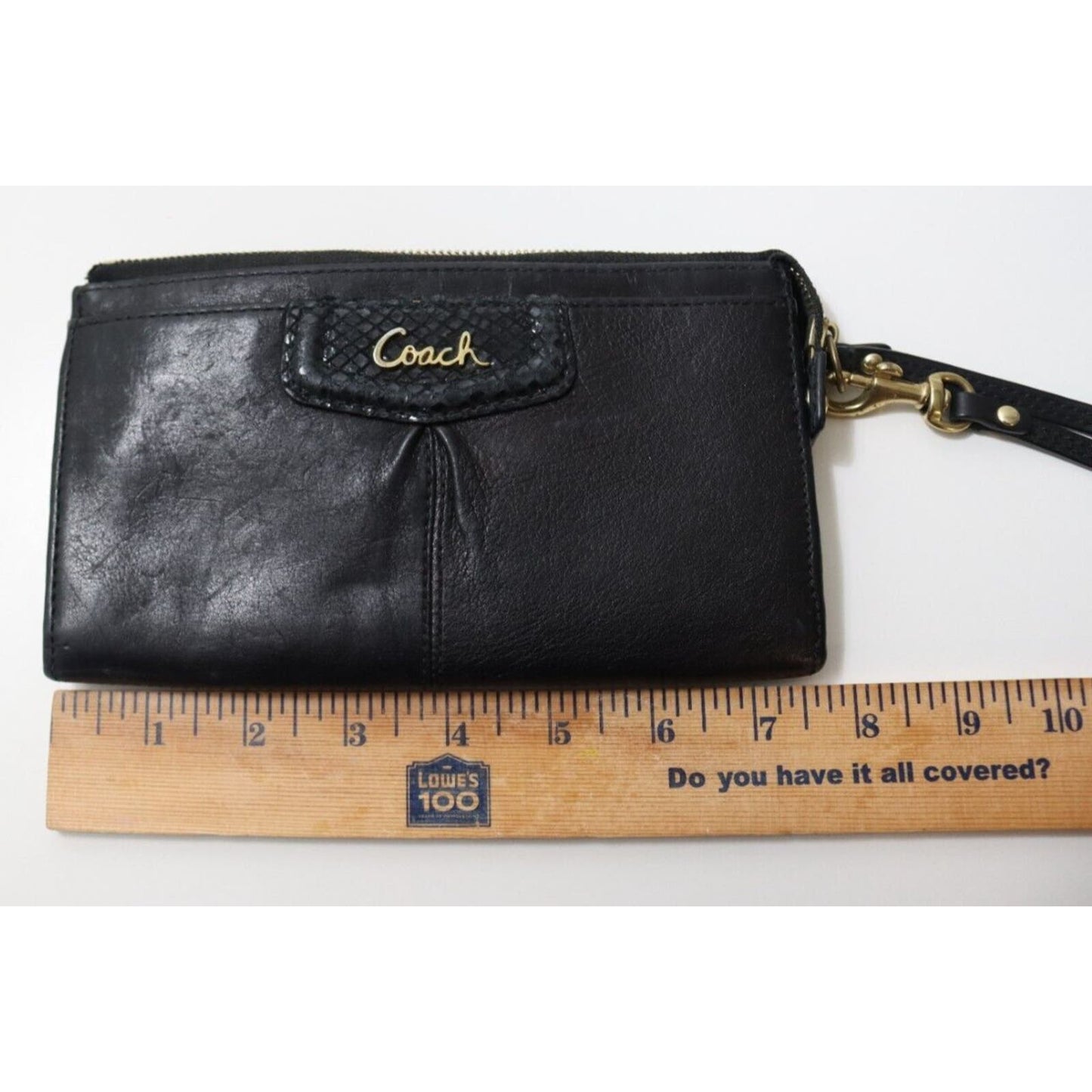 Coach Black Leather Wristlet/Wallet