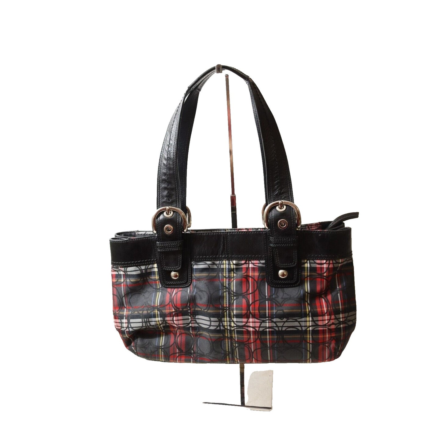 COACH F15228 Authentic Poppy Signature Tartan Plaid Canvas Shoulder Bag (73)