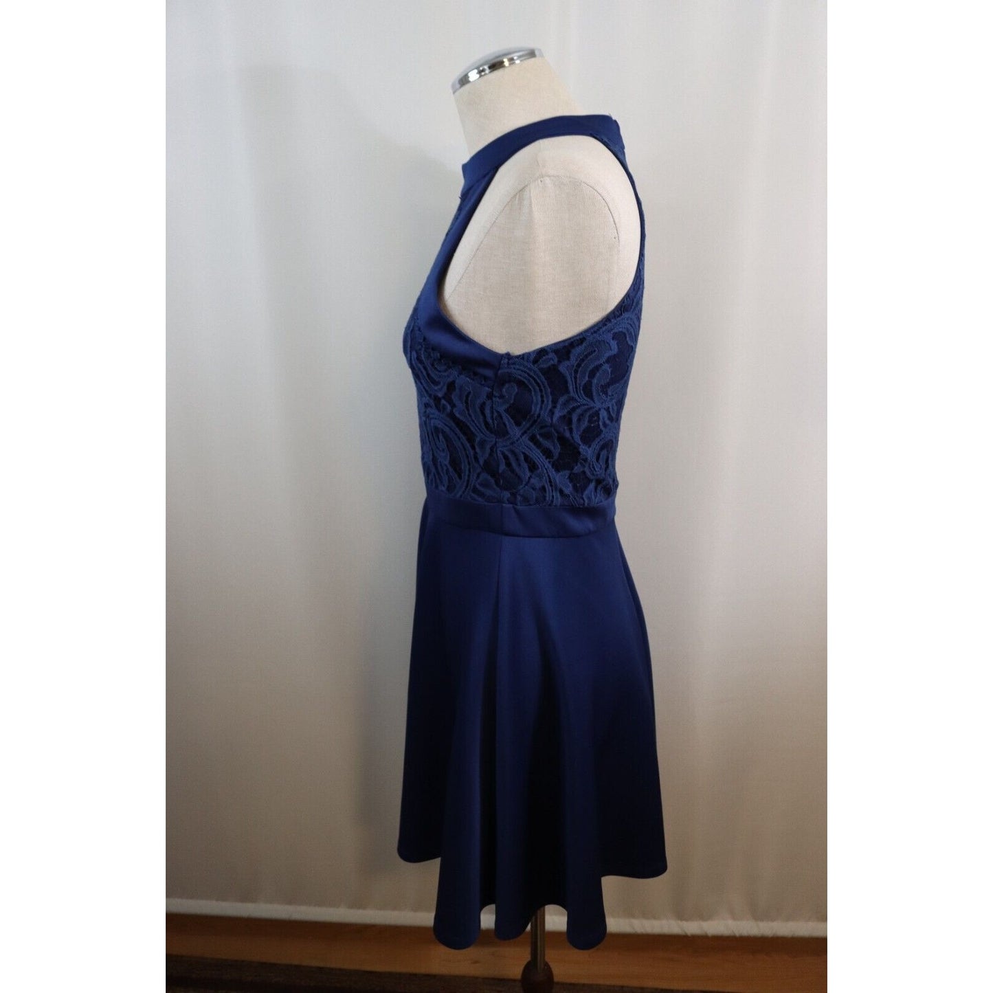 Francesca Blue Fit and Flare Dress Size Medium Halter