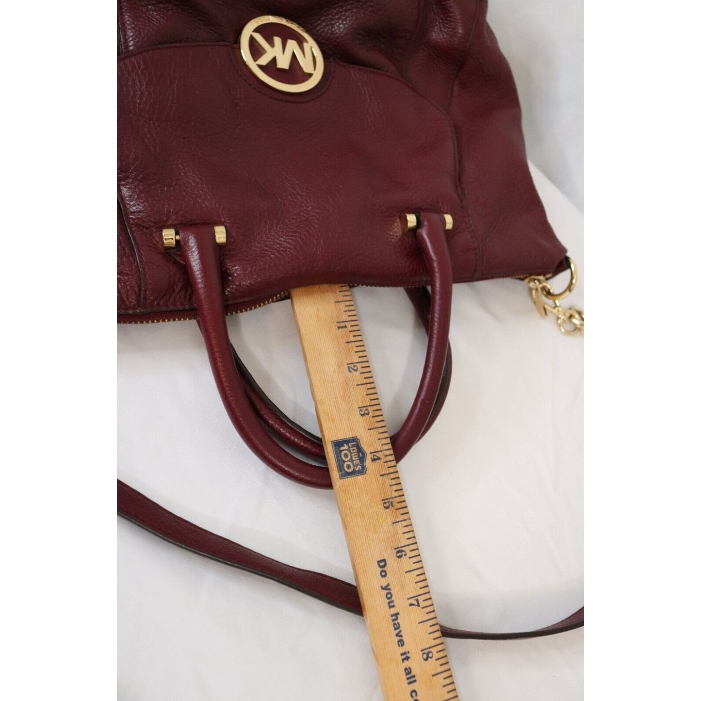 Michael Kors Maroon Crossbody Top Satchel Bag Soft Leather Flaws