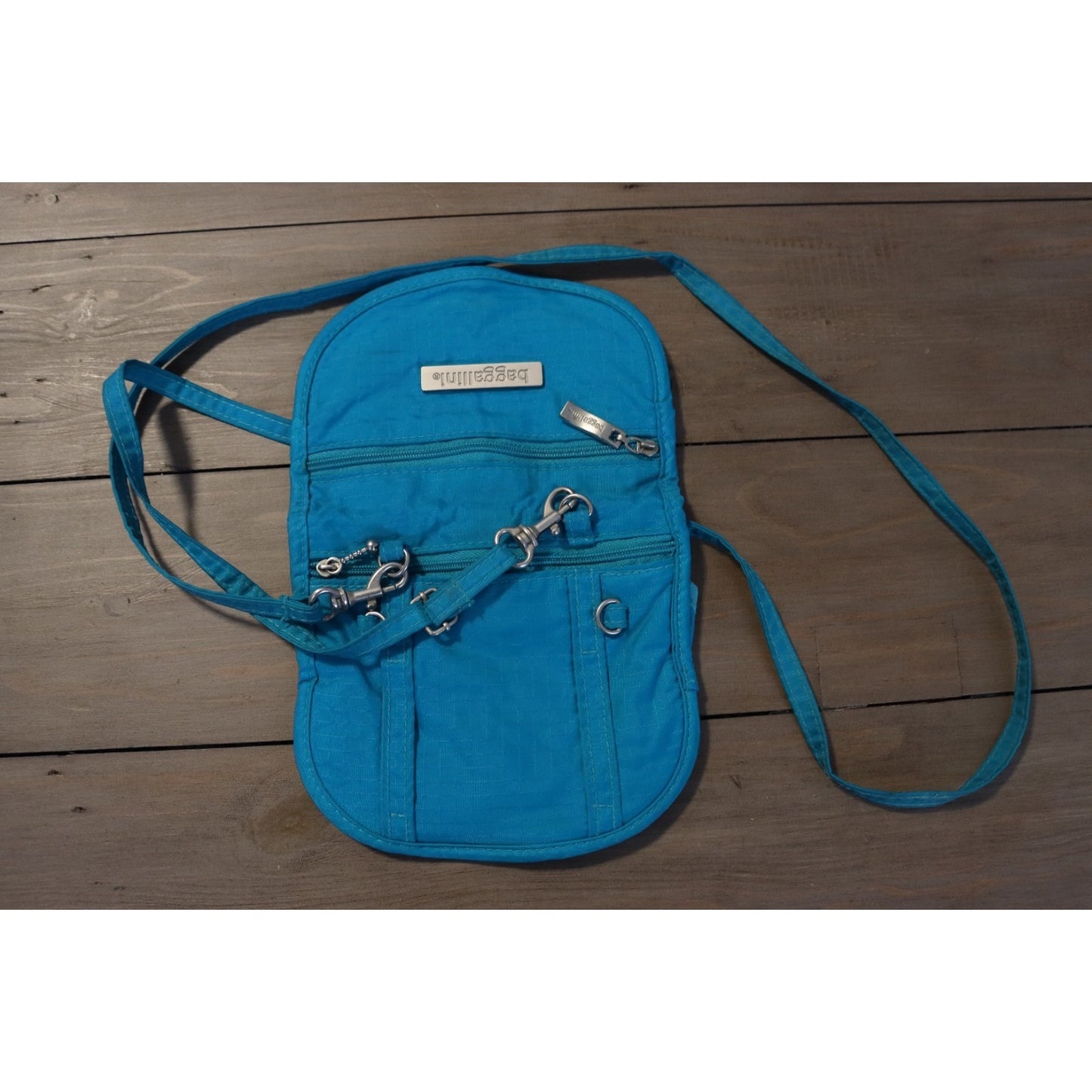 Baggallini Small Crossbody Bag Teal ID Pocket Pen Holder