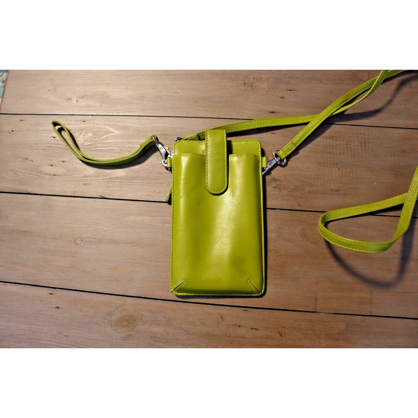 Green Leather Crossbody Wallet Detachable REID