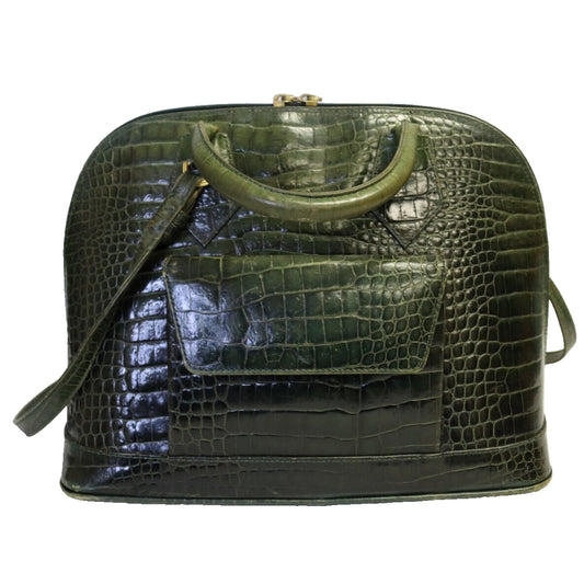 Vintage Vicenza 1993 Crocodile Embossed Leather Shoulder Bag Handbag