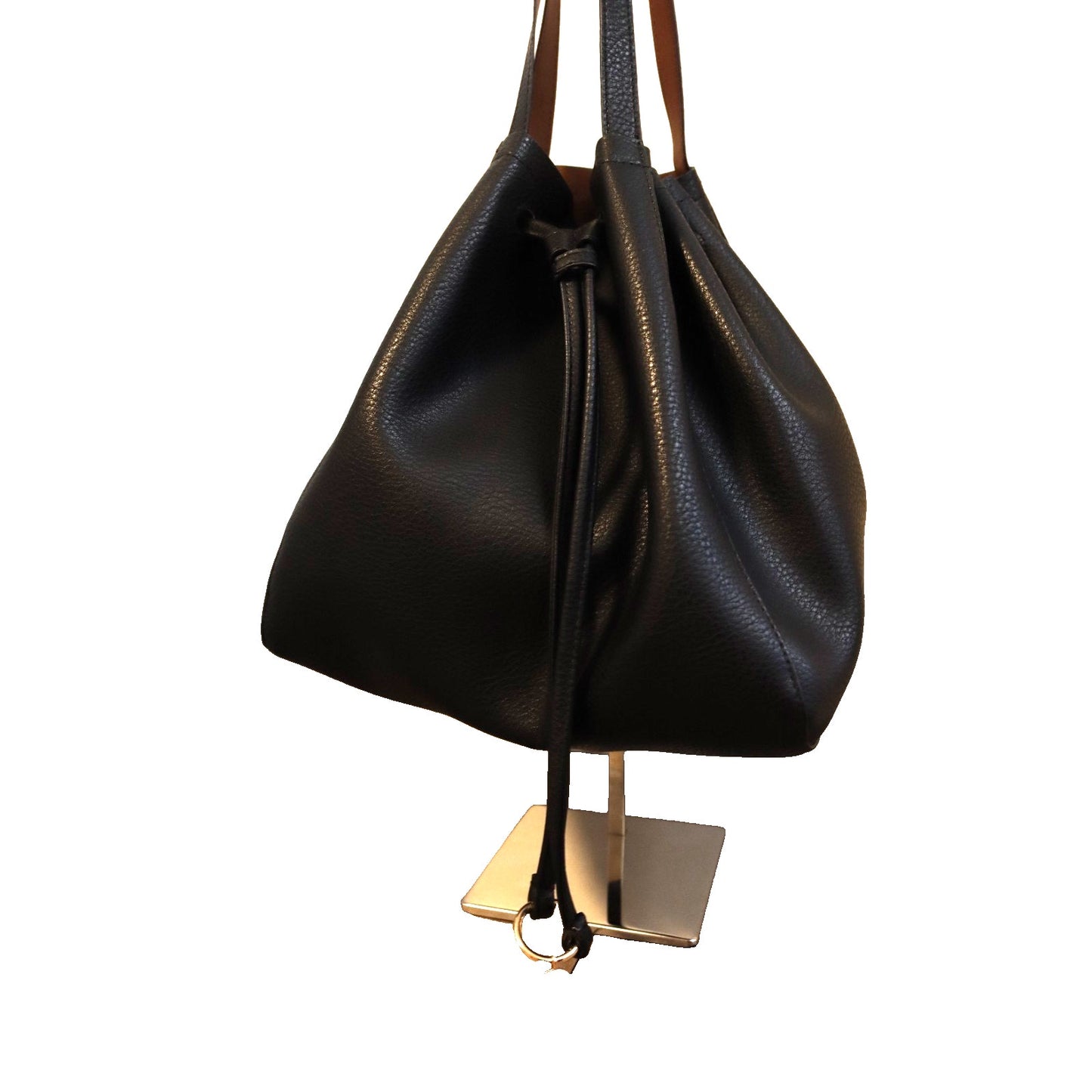 H&M Black Bucket Bag Polyester Double Handle Drawstring