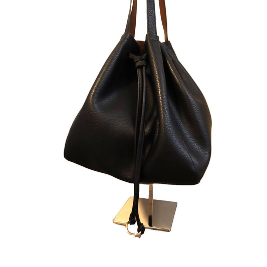 H&M Black Bucket Bag Polyester Double Handle Drawstring