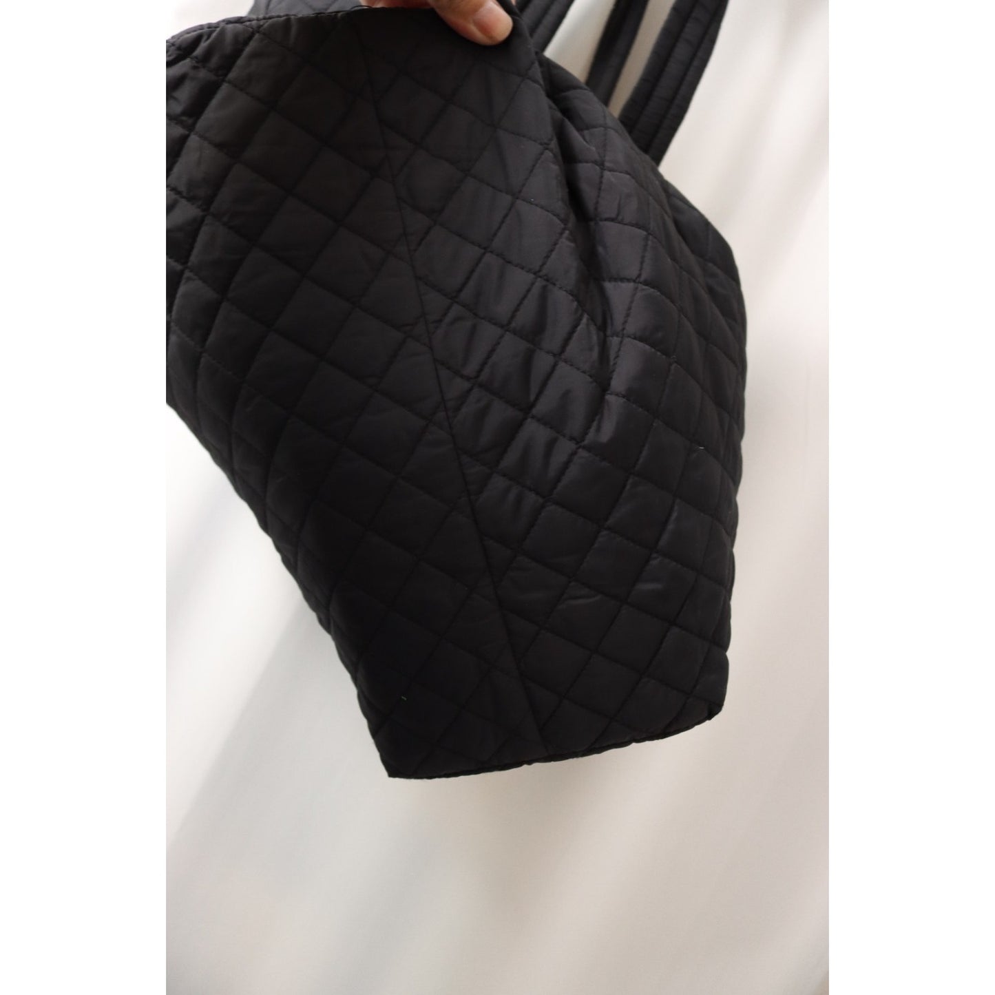Jockey Black Quilted Tote Bag Snap Button Medium