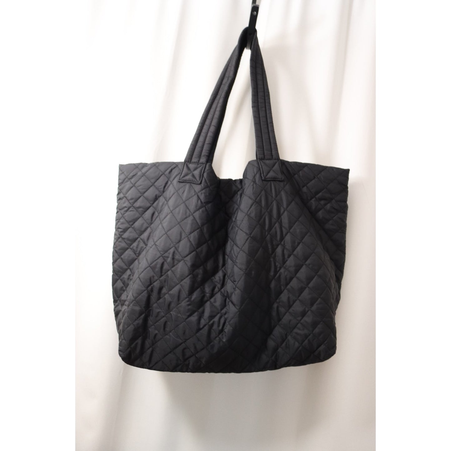 Jockey Black Quilted Tote Bag Snap Button Medium