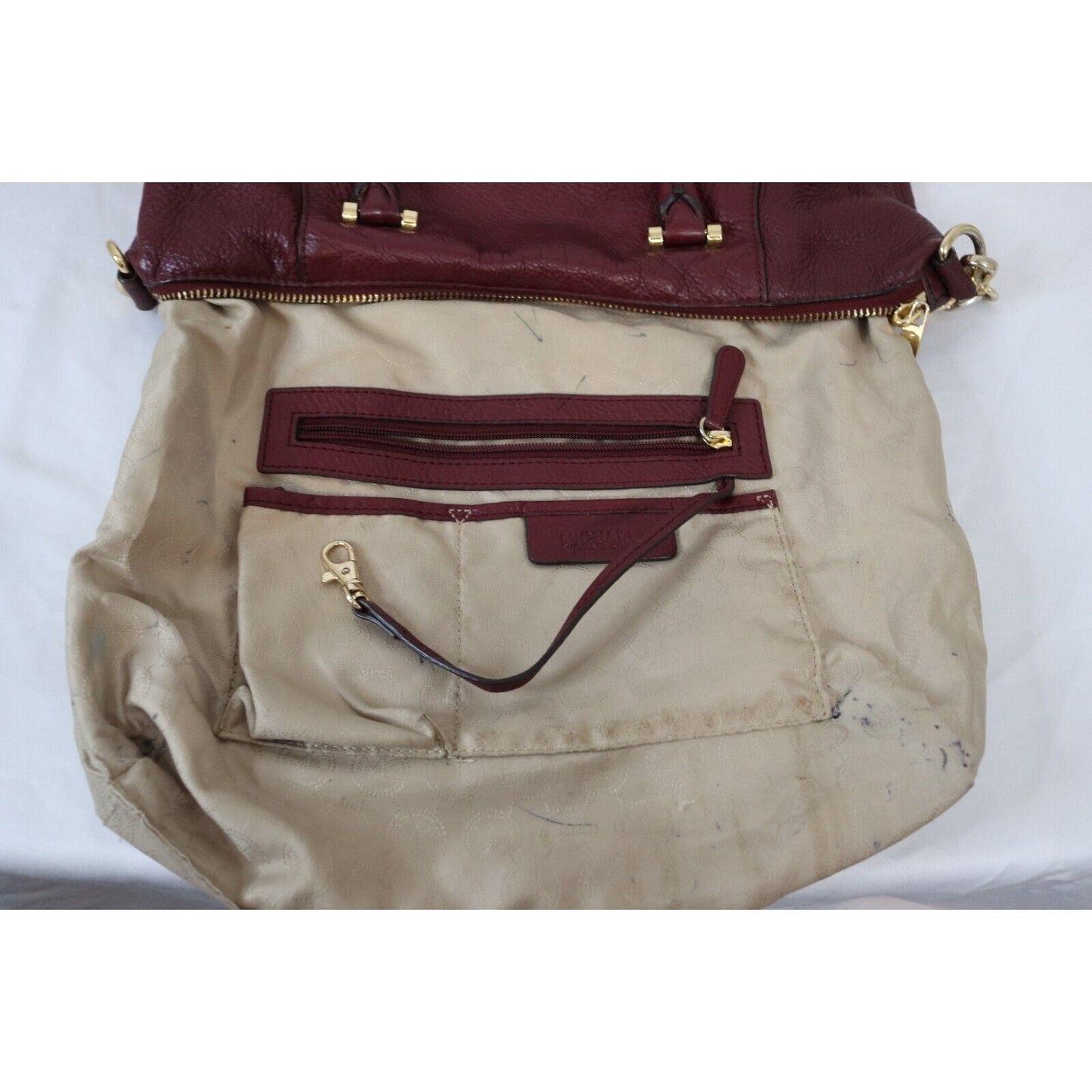 Michael Kors Maroon Crossbody Top Satchel Bag Soft Leather Flaws