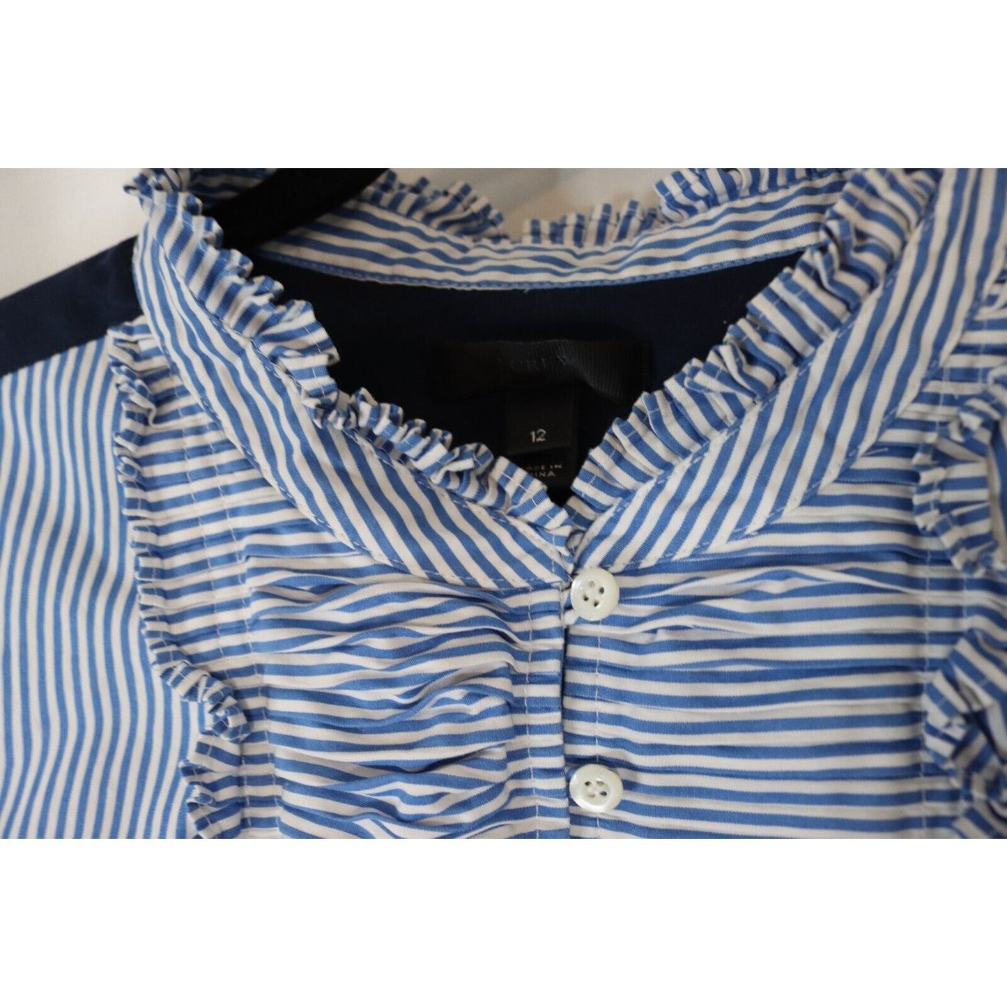 J. Crew Short Sleeve Blue Top Size 12 Stripe