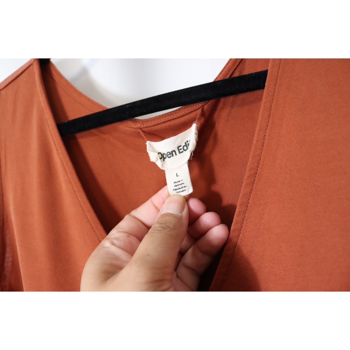 Open Edit Large Maxi Dress Orange Sleeveless Modal Polyester Slit V Neck