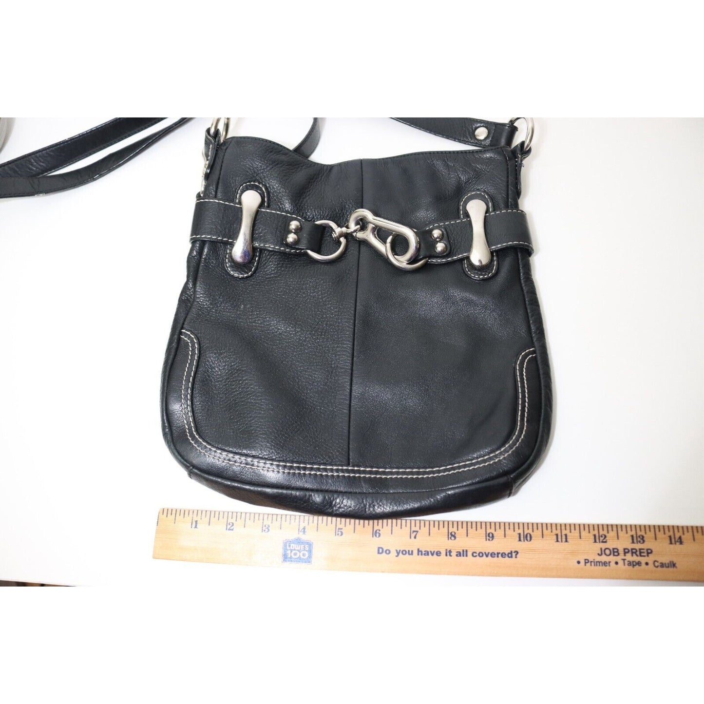 B Makowsky Black Leather Crossbody Handbag