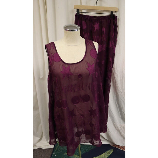 Vintage Gold Label Victoria's Secret Pajama Set Sheer Medium Purple