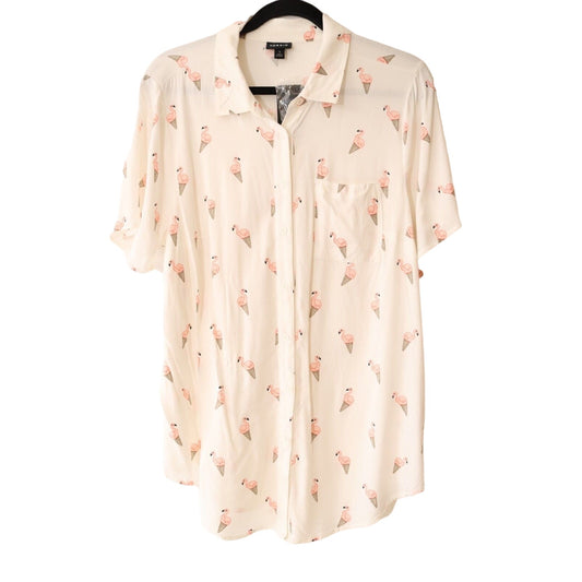 NWT Torrid 1/1X Button Down White with Flamingo and cone