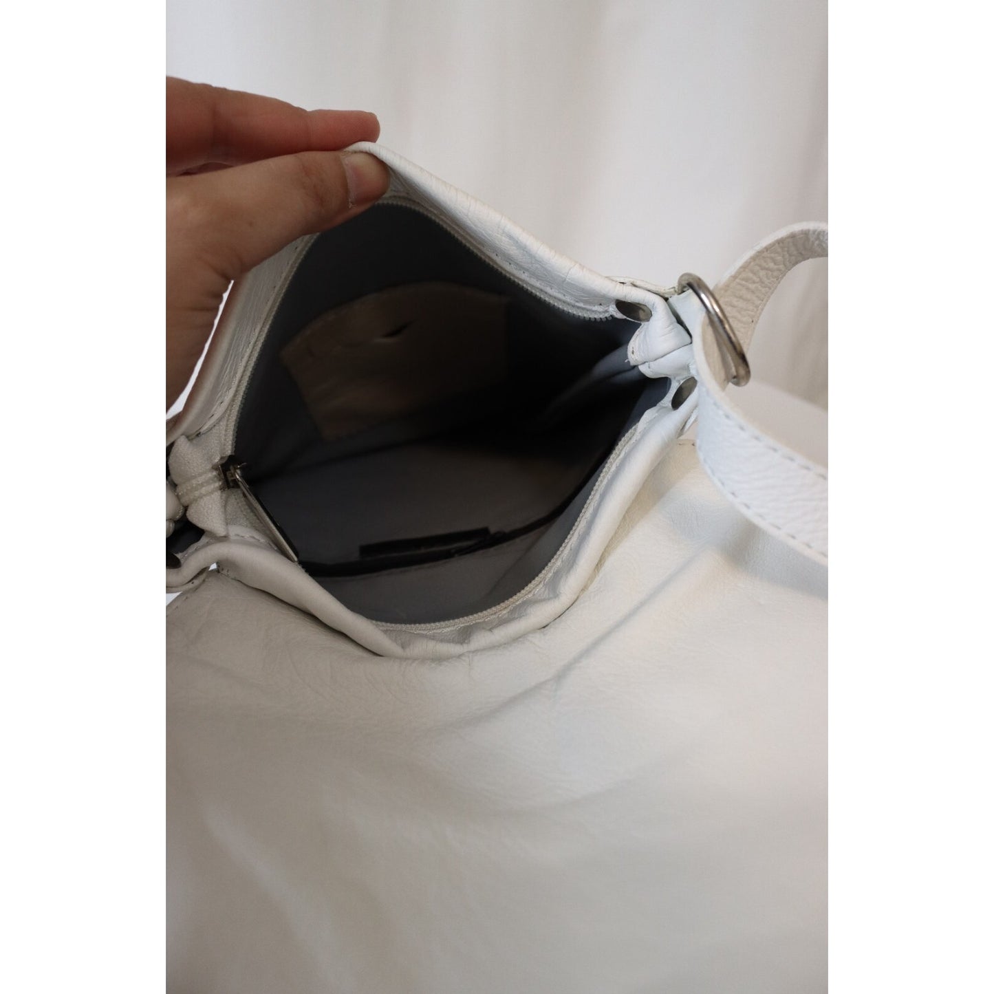 Vera Pelle White Crossbody Soft Leather Adjustable Made in Italy
