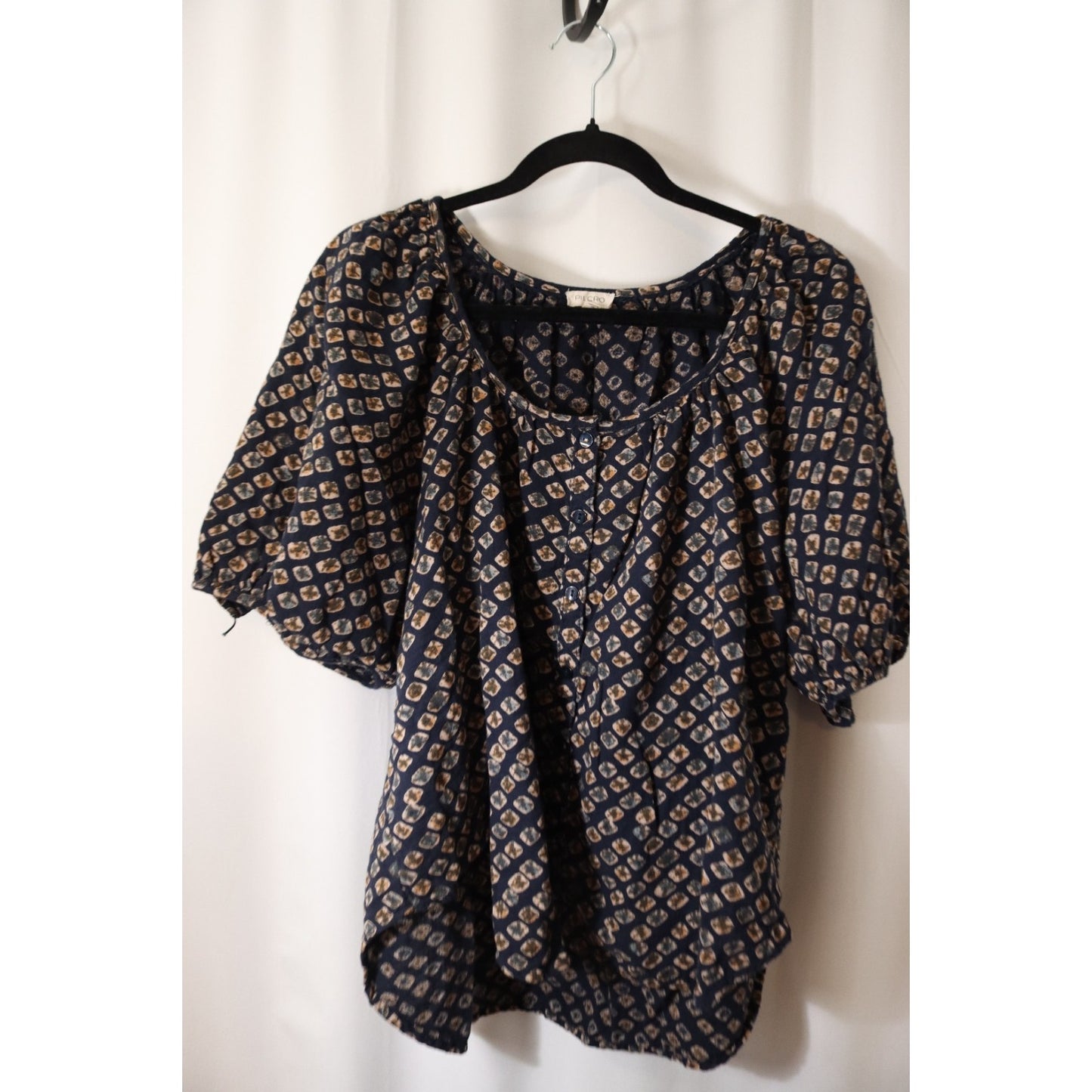 Pilcro XL Cotton HIgh Low Button 1/2 Sleeve Top