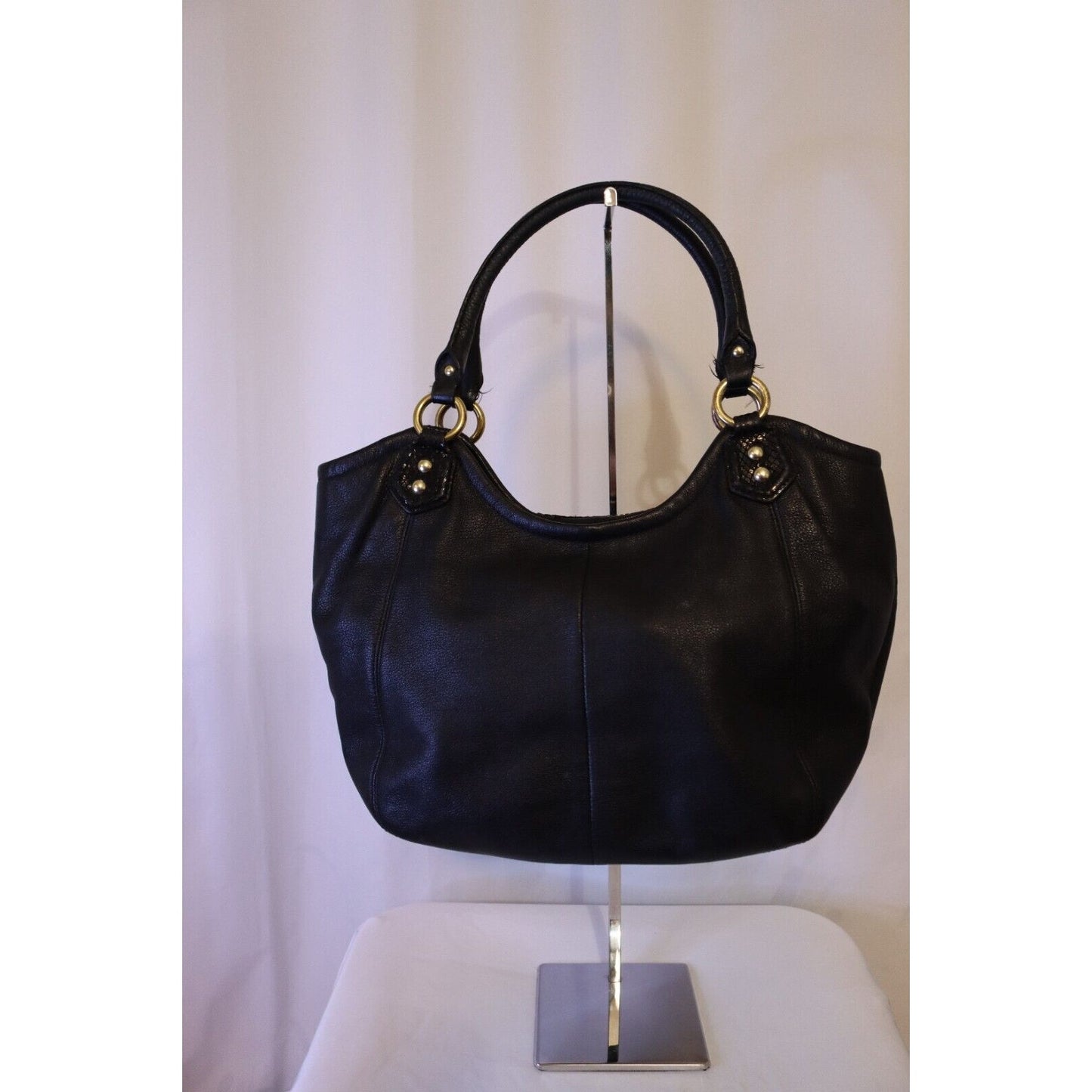 Coach Black Leather Hobo Shoulder Bag Gold Hardware F23308