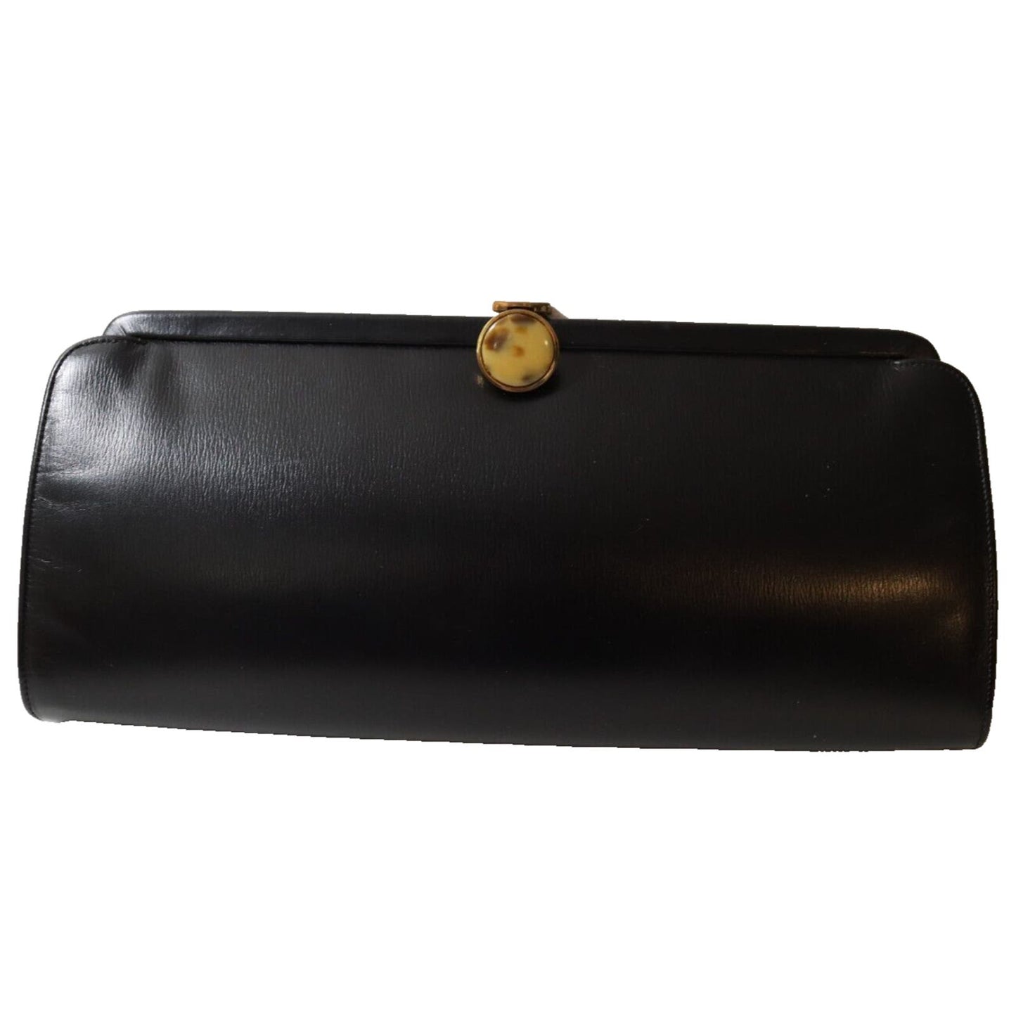 Vintage Milch Black Clutch Handbag Leather