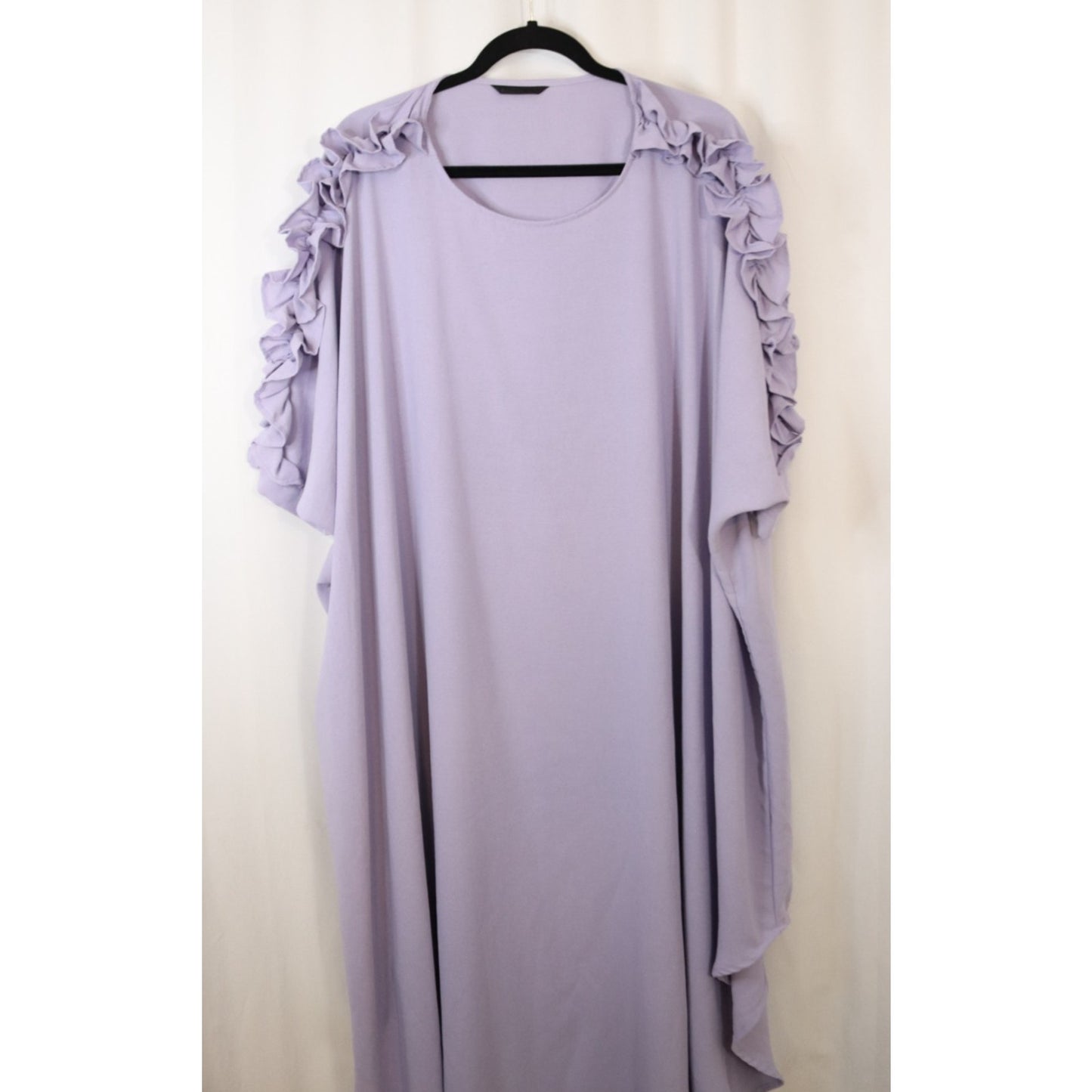 Lilac Lavender Short Sleeve Batwing Abaya Jilbab Short Round Bottom