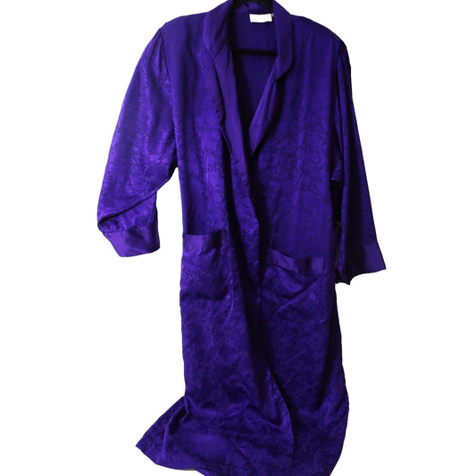 Victoria's Secret Vintage Gold Label Robe Purple Jacquard Print size M