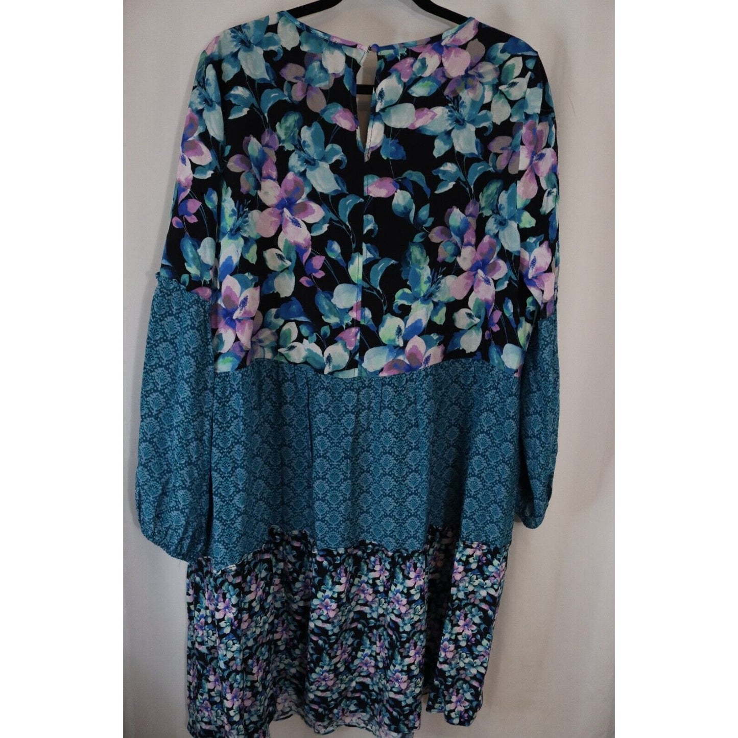 Soft Surrounding Long Sleeve Dress/Top Viscose Blue Floral