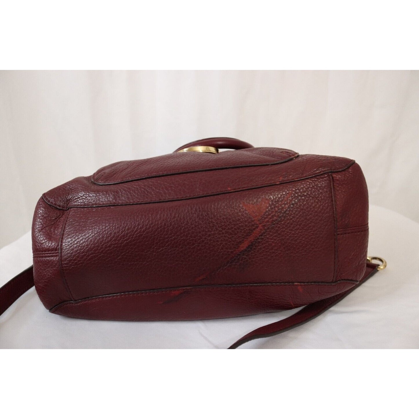 Michael Kors Maroon Crossbody Top Satchel Bag Soft Leather Flaws