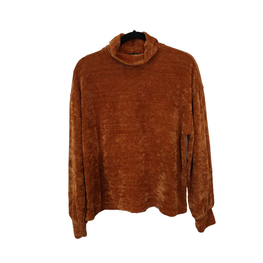 Eloquii Burnt Orange Turtleneck Sweater Soft Corduroy Sleeve Casual 14/16