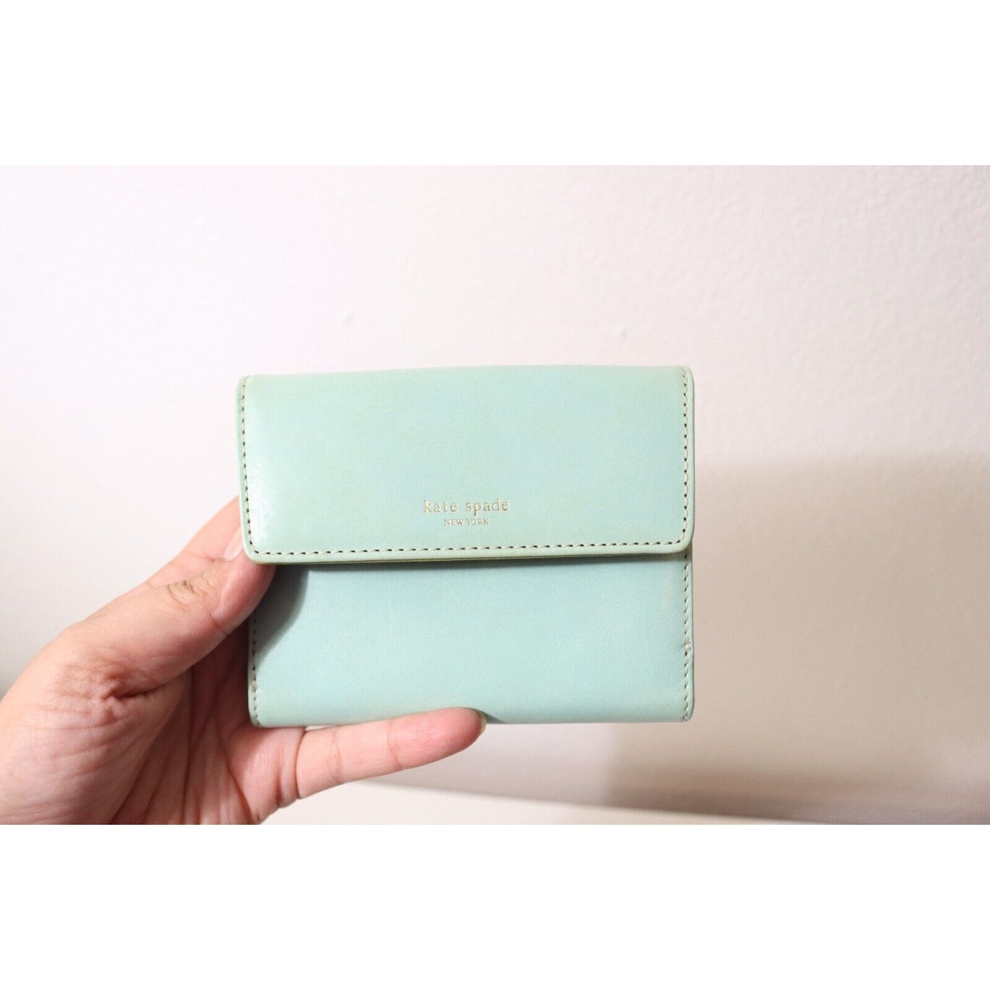 Kate Spade Teal Wallet Pool/Moss Foldable Credit Card Green Inside