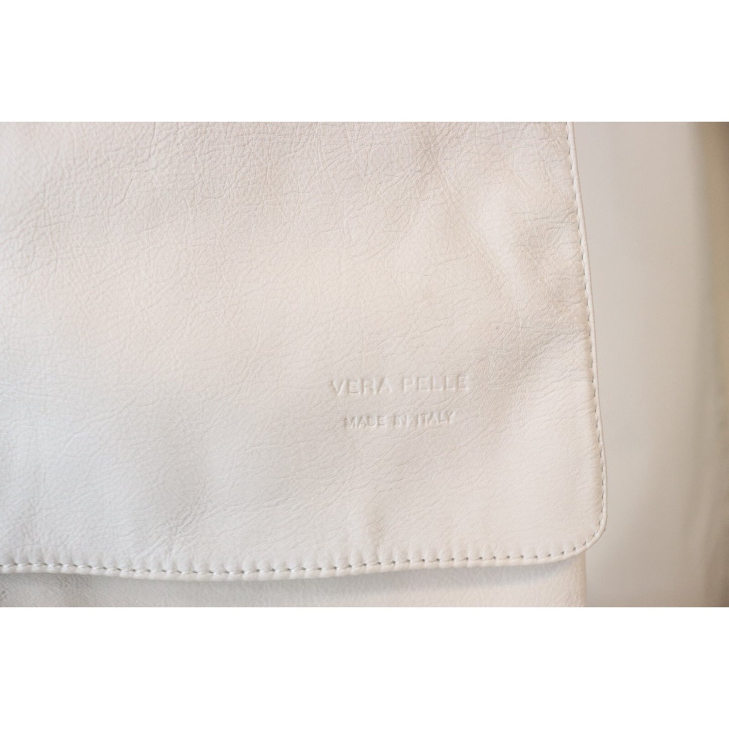 Vera Pelle White Crossbody Soft Leather Adjustable Made in Italy