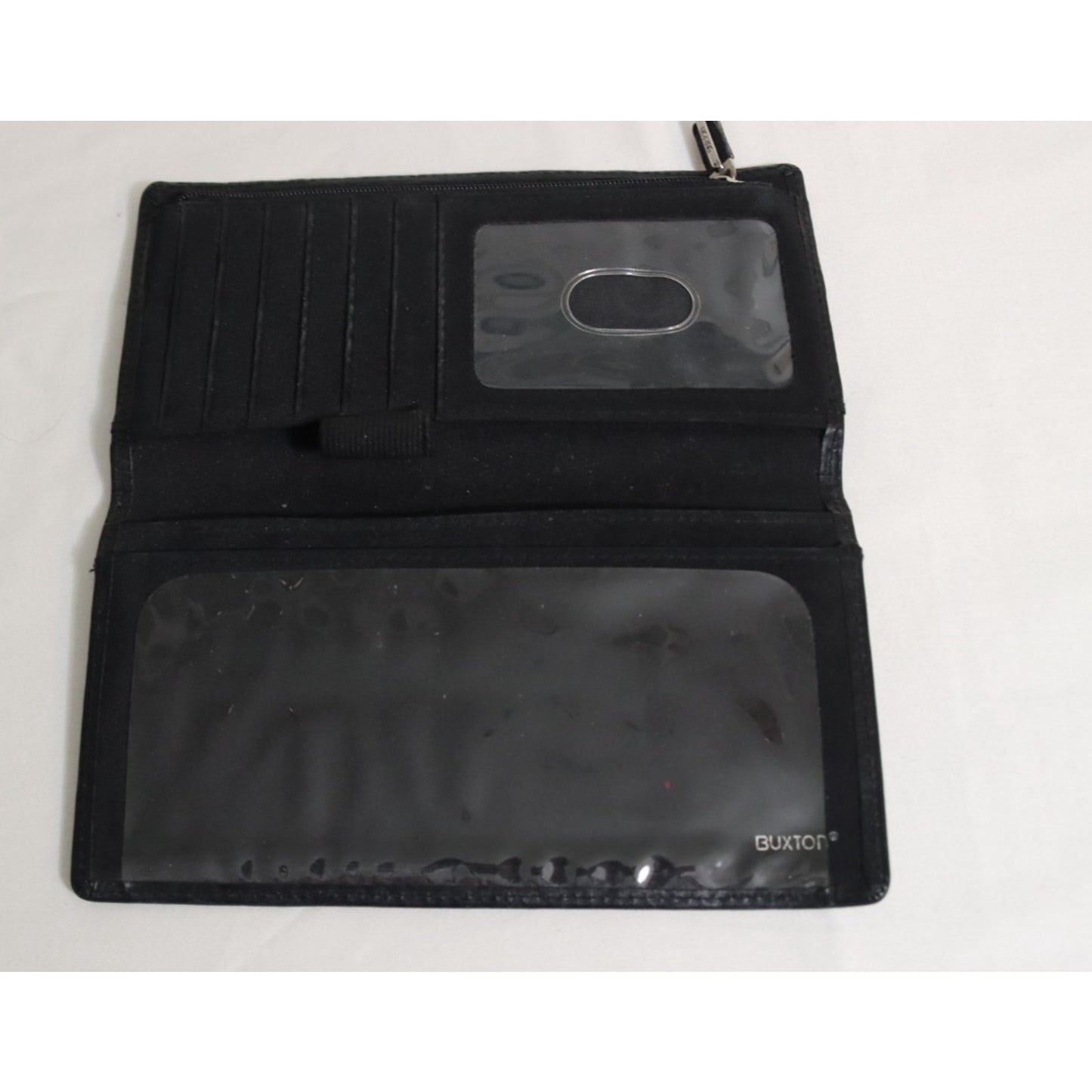 Buxton Black Solid Leather Wallet Credit Card Check