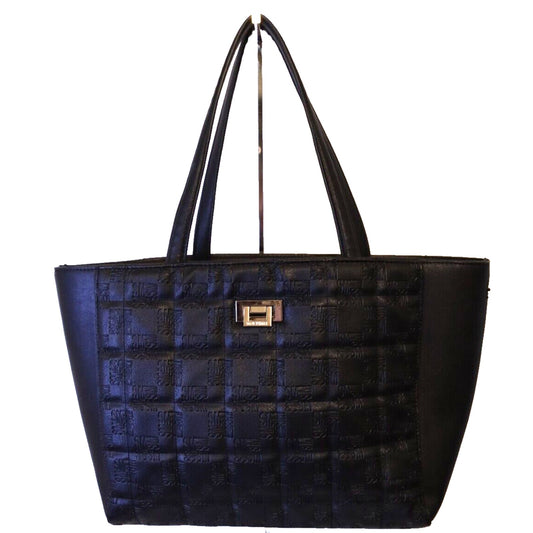 Steven Madden Black Tote Bag Double Shoulder Straps Logo Laptop Bag