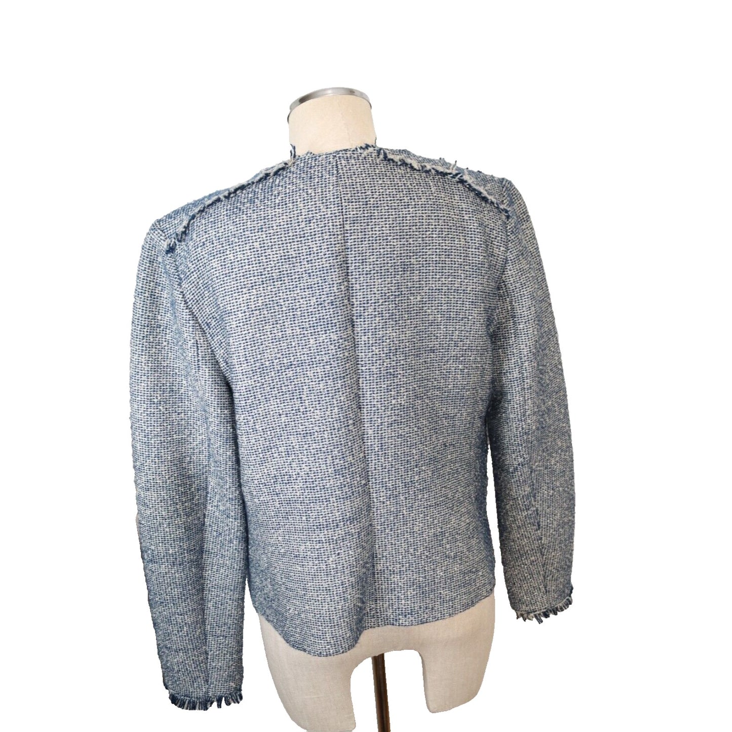 Banana Republic Tweed Blazer Blue Size 8 Fringe