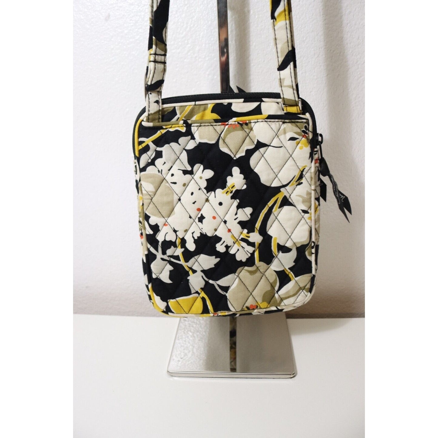 Vera Bradley Dogwood Crossbody Hipster Shoulder Bag Handbag Yellow Black White