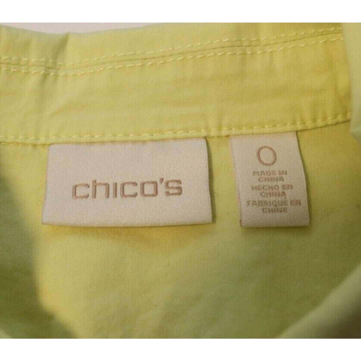 Chico’s Lightweight Jacket size 0 (S) 100% COTTON YELLOW/GREEN