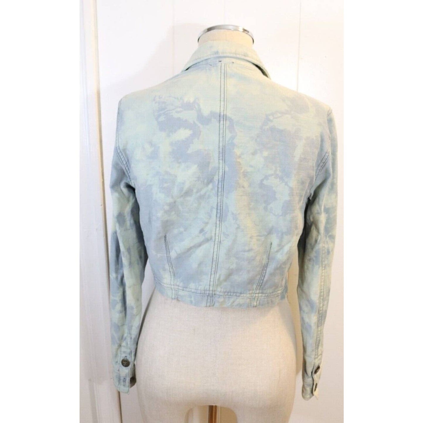 Free People Camouflage Classic Long Sleeves Button Down Jean Jacket