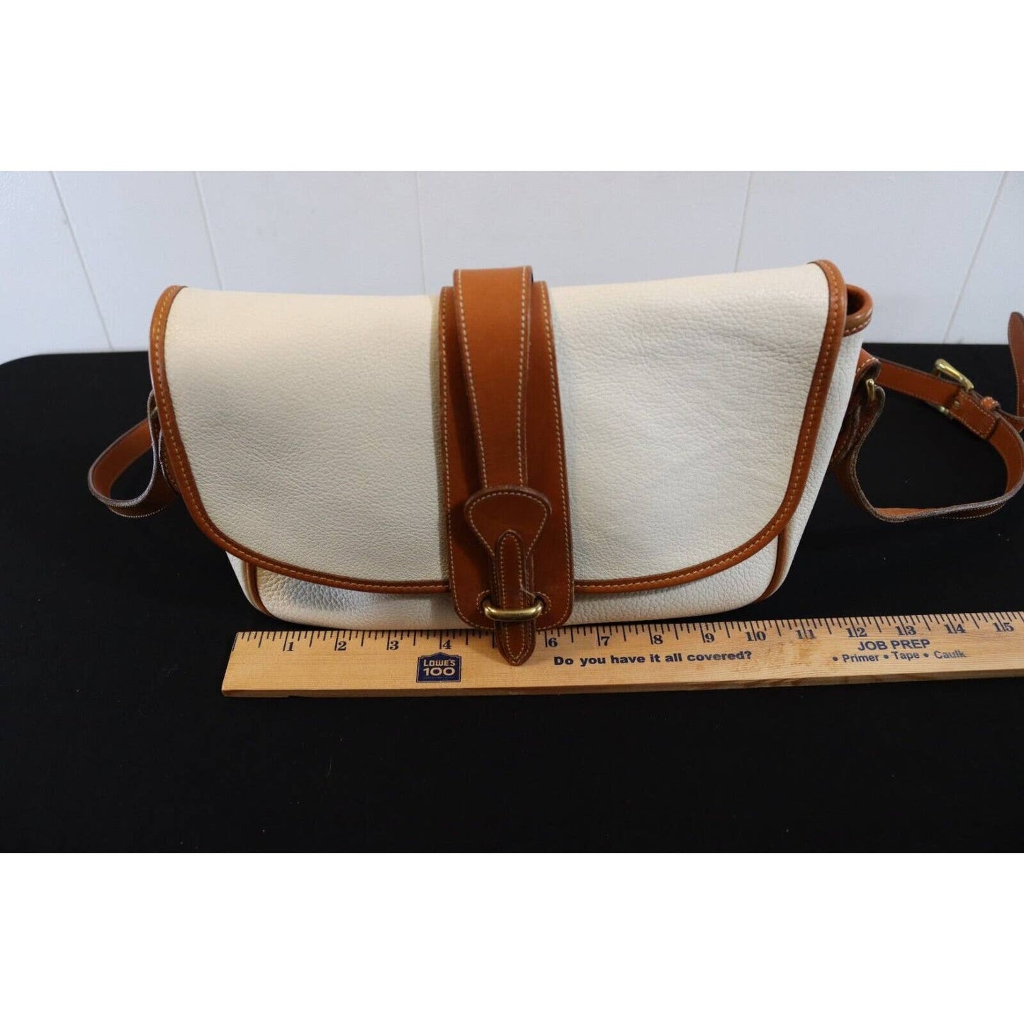 Vintage Dooney & Bourke White All Weather Leather Equestrian Crossbody Bag