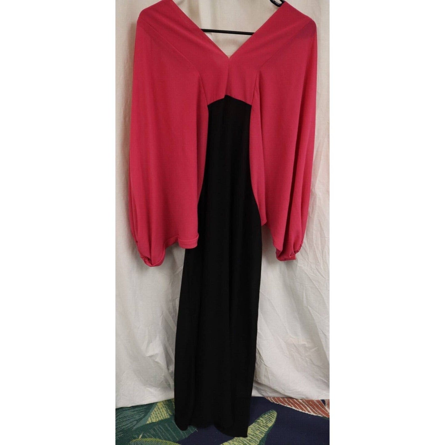 Black and Pink Abaya Batwing Maxi Sheer Light Weight Long Dress (H)