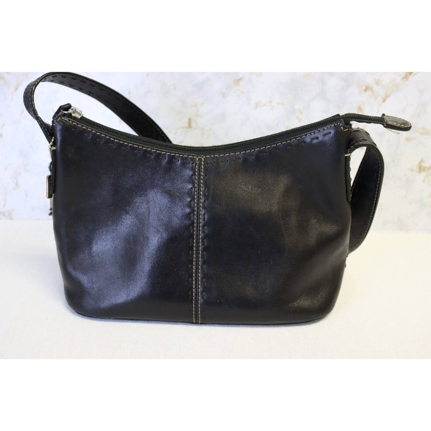 Vintage Fossil Black Leather Handbag
