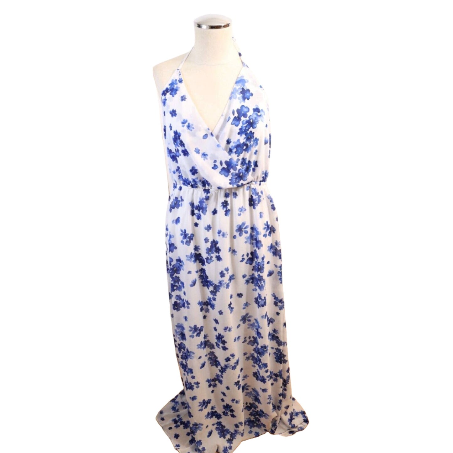 Forever 21 Dress White and Blue Short to Maxi Dress Large Sleeveless