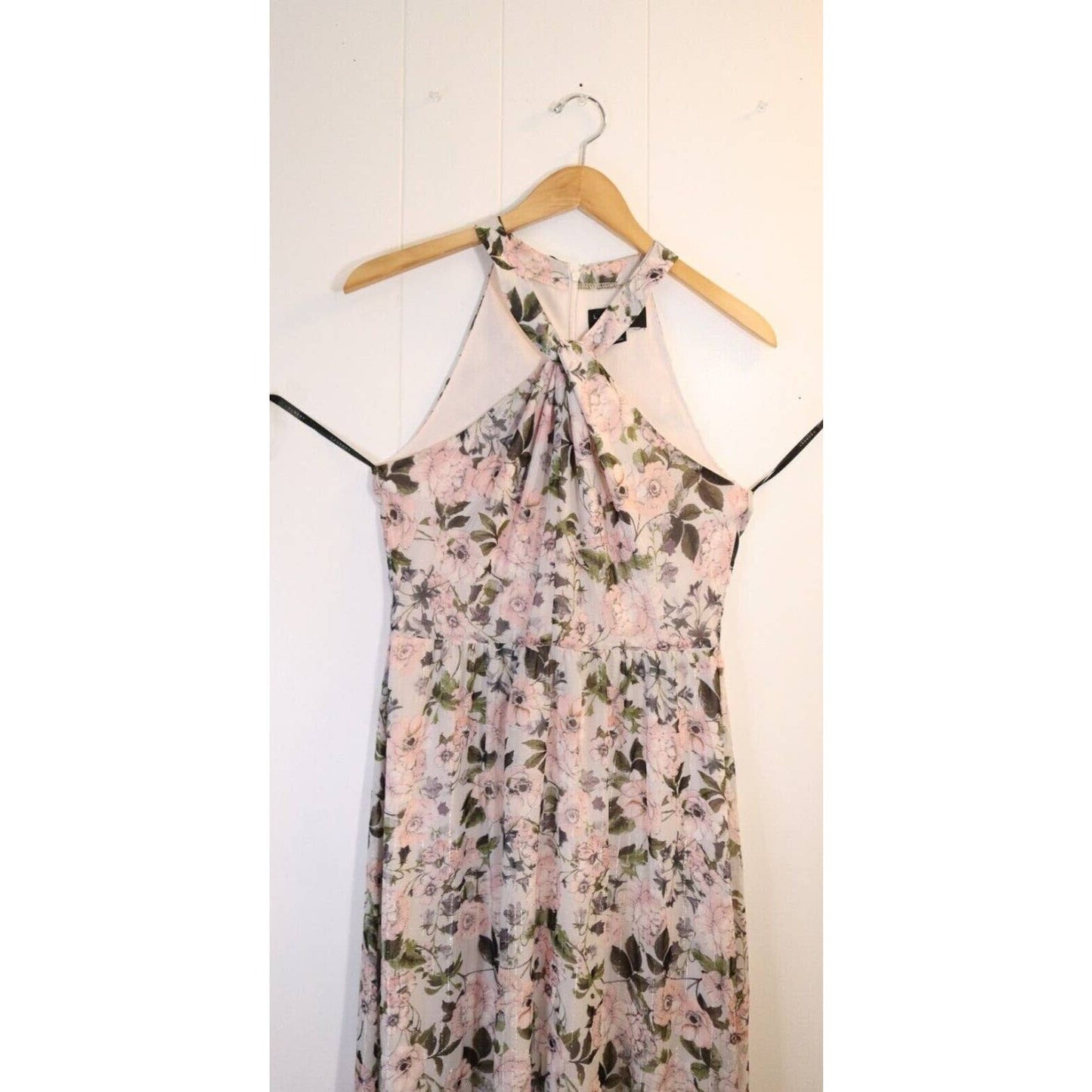 Laundry by Shelli Segal Women's Pink Floral Metallic Long Maxi Dress